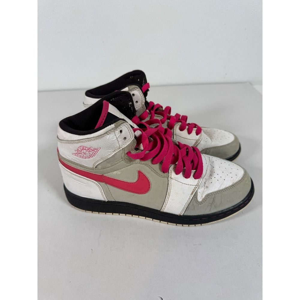 Nike Air Jordan 1 Mid‎ Retro White Pink Gray Youth Sneakers Shoes Size 6.5Y